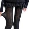 Pitadue Collant da donna in cotone con fantasia a pois, termici, elastici, opachi, leggings in tessuto a costine, per autunno e inverno, leggings termici da donna, Nero , O size fits all