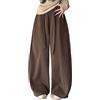 Bauzuoyo Baggy - Pantaloni da jogging da donna, stile giapponese Harajuku, a gamba larga, elasticizzati, a vita alta, per il tempo libero, stile vintage, con tasche, comodi pantaloni in tessuto