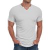 PrinStory T-shirt a maniche corte da uomo con scollo a V a righe Henley maglietta basic slim fit casual maglietta estiva da uomo top