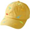 HERUAI Cappellino da baseball estivo per bambini da 2 a 6 anni, con dinosauro, in cotone, cappello da sole per esterni, regolabile, per ragazzi e ragazze, per golf, sport, anti-UV, giallo., Taglia unica