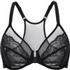 DELIMIRA Donna Reggiseno Apertura Frontale in Pizzo | Taglie Forti, Racerback, Trasparente, con Ferretto