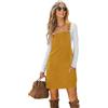 CUPSHE Abito autunnale da donna in velluto a coste con tasca frontale con scollo quadrato, cinturino largo casual, Giallo, S