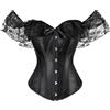 Wesaloes Corsetto Bustino da Donna Overbust Corsetto con Coulisse Corset in Pizzo Push Up Manica Corta Top Lingerie Slim Shapewear Spalle Scoperte Elegante Streetwear per Matrimoni