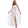 Generico Costume da Cosplay da Donna con dea Greca con Mantello, Pezzi, Costume di Carnevale Antico Romano Drappeggiato Abito da Festa con Paillettes Regina Vestiti Halloween Costumi di Cosplay