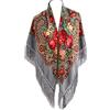 Gudessly Sciarpa Tradizionale da Donna, Scialle con Nappa e Frange, per Collo e Testa, Retrò con Stampa Floreale, Poncho, Grigio, Taglia Unica