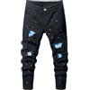 Generic Jeans da Uomo Slim Fit Effetto Consumato, Gamba Dritta, Blu Medio