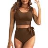 Generisch Bikini da donna, set da due pezzi, costume da bagno sexy, push up, scollo a V, brasiliano, a vita alta, per la pancia, per le vacanze, A131