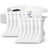 Canzt White Crew Socks Calze Sportive Bianche Traspiranti Uomini e Donne 6-Pack 43-46 Cotone