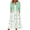 Mrat Abito elegante da donna, due pezzi, cardigan, a maniche corte, cardigan corto con stampa floreale, maxi abiti estivi casual, da donna, lavoro, ufficio, matrimoni, ospiti, damigella d'onore, feste