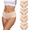 Dumwis Slip Donna Senza Cuciture, Mutande Vita Alta, Microfibra Culotte Invisibili, Morbide Intimo Sexy, Elasticizzate Comode Mutandine Briefs Pacco da 4 (S-3XL)