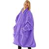 UMIPUBO Felpe con Cappuccio Uomo Donna Coperta TV Cerniera Oversize Pullover Blanket Hoodie Confortevole Felpa con Coperta Sherpa Fleece Jumper Gigante con Cappuccio(Viola, Taglia Unica)