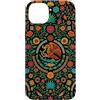 Folk Art Gifts Custodia per iPhone 14 Plus Bandiera messicana modello azteco Messico Pride floreale