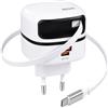 Carehabi Caricatore USB C 65W GaN con Cavo Retrattile Caricabatterie USB C Rapido con 2 Porte (USB-C + USB-A) Compatibile con MacBook Pro/Air, iPhone 17 Pro/Air/16/15, iPad, Galaxy S25/S24