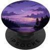 Purple Vaporwave Aesthetic Gifts Viola Mistico Luna Natura Foresta Mare Alba Celeste PopSockets PopGrip Adesivo