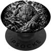 Artistic Wilderness Orgoglioso ritratto leopardo stile disegno artistico nero bianco PopSockets PopGrip Adesivo