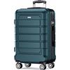 SHOWKOO Valigia Grande Rigida 77cm Ultra Leggero ABS+PC Espandibile Durevole Valige Trolley da Viaggio con Chiusura TSA e 4 Ruote Doppie, Verde Scuro -XL