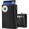 DYKANBO Portafoglio Uomo Slim con Portamonete, Portacarte Pop-Up RFID | Porta Carte di Credito Uomo, 7+1 Carte, 8 Banconote, Tasca Monete con Zip, Chiusura Magnetica, 100 x 65 x 20 mm, Portatessere