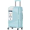 4FLY Set di valigie da viaggio leggere e rigide - Trolley con serratura TSA, doppie ruote, manico telescopico in alluminio e doppia cerniera, beauty case, bagaglio a mano e bagaglio da stiva, Azzurro