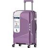4FLY Set di valigie da viaggio leggere e rigide - Trolley con serratura TSA, doppie ruote, manico telescopico in alluminio e doppia cerniera, beauty case, bagaglio a mano e bagaglio da stiva, Lilla, L