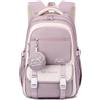 WANWEN Zaino Scuola Elementare Bambina Kawaii, Zaino Scuola Superiore Ragazza Aesthetic, Leggero e Traspirante, per la Scuola, i Viaggi e l'Uso Quotidiano (Viola)