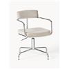 Westwing Collection Sedia girevole in velluto a coste con braccioli Delta, altezza regolabile - Beige, Argento