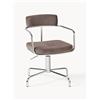 Westwing Collection Sedia girevole in velluto a coste con braccioli Delta, altezza regolabile - Beige, Argento