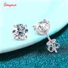 Smyoue Ogni 0.2-2CT Orecchini a bottone in moissanite certificati per le donne 4 artigli scintillanti gioielli per feste di nozze in argento sterling S925