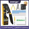 ZoeRax Kit di strumenti per crimpatura ZoeRax 8 in 1 RJ45 Cat6 Cat5e, crimpatrice, tester per cavi, tagliacavi, lame, 50 connettori e guaine Cat6