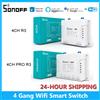 SONOFF 4CH PRO R3 & 4CH R3 Interruttore Intelligente WiFi a 4 Canali con Controllo RF, Auto-blocco, Interblocco, Inching, 3 Modalità di Funzionamento, App EWelink
