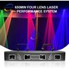 Ybeiyuan Proiettore di scansione laser a quattro colori RGBY a quattro lenti DMX512 per la fase DJ Disco Bar KTV Decorazione natalizia Luce laser per feste