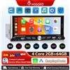 Podofo Android 1 Din GPS Lettore MP5 per auto Carplay Android Auto Lettore di navigazione GPS 6.9 ''2 + 64GB Autoradio Supporto fotocamera posteriore
