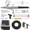 Rbefeuly Kit aerografo con compressore d'aria, spazzola ad aria ad alta pressione da 36 PSI, set aerografo a doppia azione con supporto per ugelli da 0,2, 0,3 e 0,5 mm