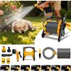 BRIEFNESS Nuovo porta avvolgitubo 15 m/25 m/30 m, 7 modalità ugelli Supporto mobile per giardino patio, meccanismo anti-torsione e rotazione stabile
