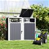 Outsunny Casetta per Spazzatura Esterna a 2 Sezioni, Capanno da Giardino con Coperchio Sollevabile 180°, in Acciaio Zincato, per Giardino Patio, 146x81x122 cm, Grigio Scuro