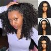 Mesfess Mezza Parrucca in Capelli Umani Ricci Crespi, Densità 200, 3 in 1, con Laccetti, Clip Invisibile e Sistema Flip Over per Donne