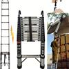 NONE Scala Telescopica 2.6M-6.3M Scala Estensibile in Acciaio Inox Portatile Standard EN131 con Ganci Staccabili Capacità di Carico 150kg