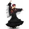NONE Grande scialle nero in stile flamenco con ricami dorati di fiori e bouganville.