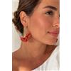 NONE Eleganti orecchini a fiore in terracotta da donna, orecchini lunghi dorati, stile flamenco, ideali per feste, matrimoni ed eventi.