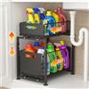 HGTUGO 2 Pezzi Organizzatore Estraibile per Armadietto, Cassetto Regolabile in Altezza, Scaffale da Cucina per Organizzazione Sotto Lavello, Porta Spezie