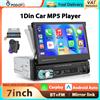 podofo Autoradio Podofo 7'' con Schermo Retrattile, Carplay, Android Auto, Lettore Multimediale MP5, Bluetooth, FM, Mirror Link, SWC, Stereo Auto 1Din