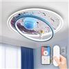 RRBEST Lampada da soffitto a LED per bambini, plafoniera con design astronauta sulla superficie lunare, luce dimmerabile per cameretta di bambini e bambine con telecomando