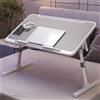 HGTUGO Tavolino portatile inclinabile per laptop, regolazione altezza e angolazione per letto, divano, davanzale, design ergonomico, 2 barriere, design pieghevole