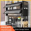 HGTUGO Mobiletto da cucina a 3 livelli in acciaio al carbonio, scolapiatti sopra il lavello, antipolvere, con sportello ribaltabile e bracci regolabili