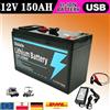 🎁 Batteria al Litio LiFePO4 12V 150Ah, per UPS, Ecoscandaglio per Kayak, Pannello Solare, Giocattoli Elettrici, Scooter, Camper, Barca
