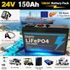 Ddadache Batteria al Litio LiFePO4 24V 150Ah, con BMS Integrato da 200A, Ricaricabile, per Camper, Solare, Nautica, Overland/Van, Fuoristrada