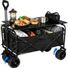 Vacclo Carrello Pieghevole da Campeggio 150/100L, Carrello Multiuso di Grande Capacità per Giardino, Picnic, Spiaggia, con Portabicchieri