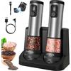 NONE Set Macinapepe e Macinasale Elettrico Automatico con Base Ricaricabile, Indicatore LED di Carica, Regolazione della Macinatura per Cucina