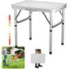 NONE Tavolo pieghevole portatile con maniglia, piccolo tavolo da campeggio picnic regolabile in altezza 60x45cm, supporto buffet in alluminio leggero per giardino festa barbecue spiaggia escursione