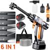 HGTUGO Idropulitrice Portatile a Batteria 21V con Pistola a Spruzzo, 1/2 Batterie e Tubo da 5M per Auto e Giardino