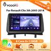 podofo Autoradio Podofo 9'' 2 Din Wireless Carplay per Renault Clio 3a generazione 2005-2014, Navigatore GPS, Lettore Multimediale per Auto, WIFI, FM, Senza DVD.